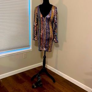 Multi colored sequin evening gown